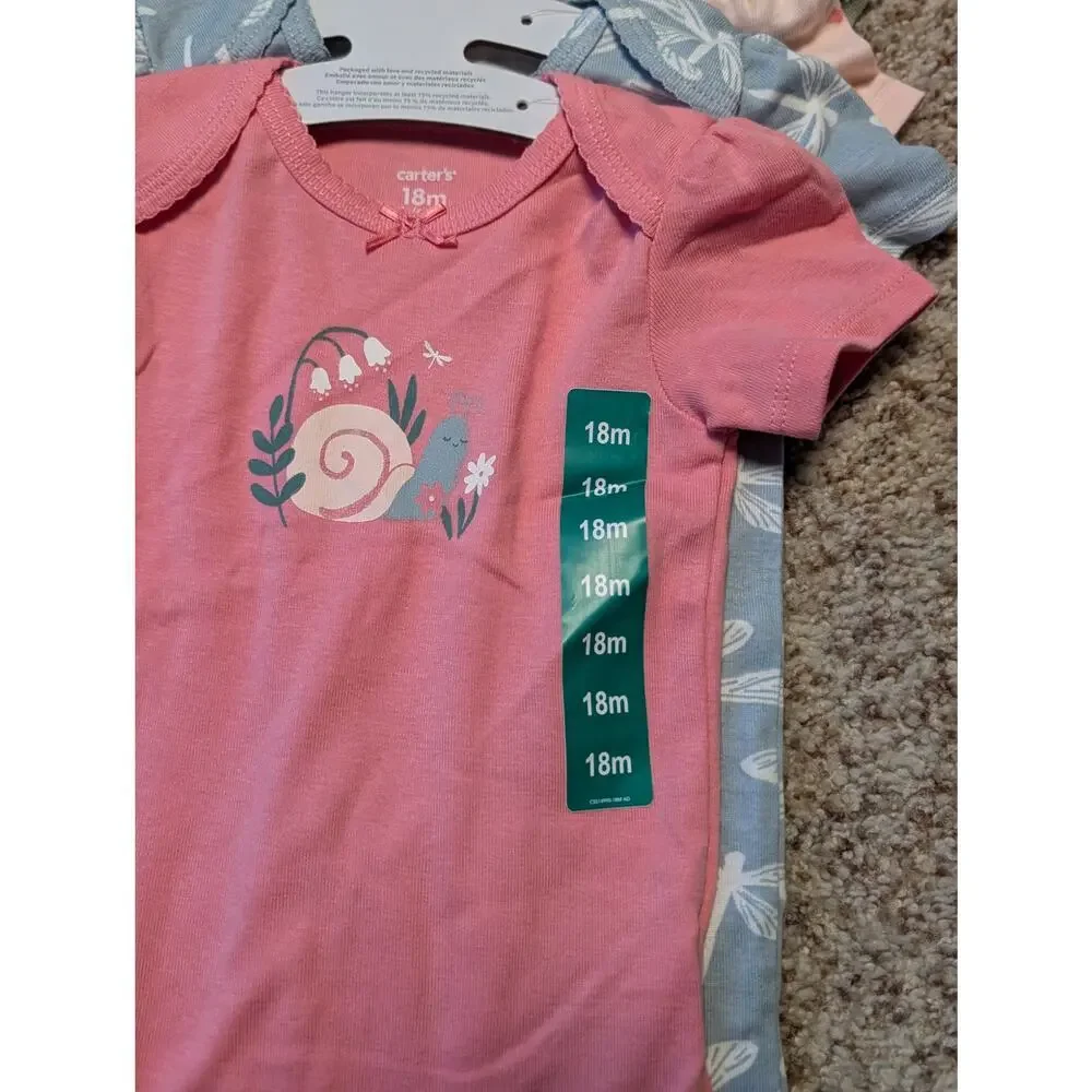 NWT - 4 pack of CARTERS BABY Girls Bodysuits, Short sleeve Onesies, size 18 mos